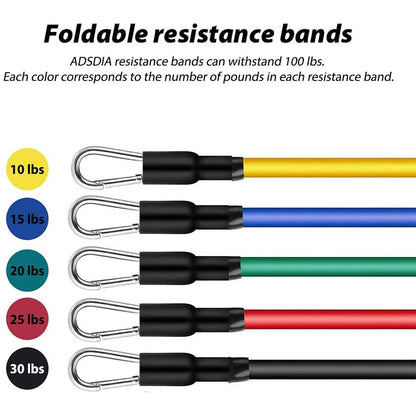 11PCS Elastic Rubber Resistance Expander Bands for Bodybuilding, Home Gym Equipment, Weight Training, Fitness